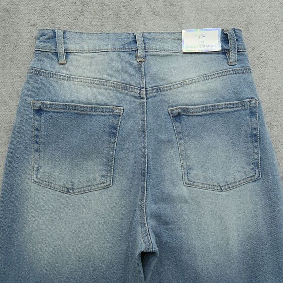 TinselTown Jeans Women's 7 High-Rise Baggy Straight 32.5" Inseam Distressed NWT - Picture 10 of 15